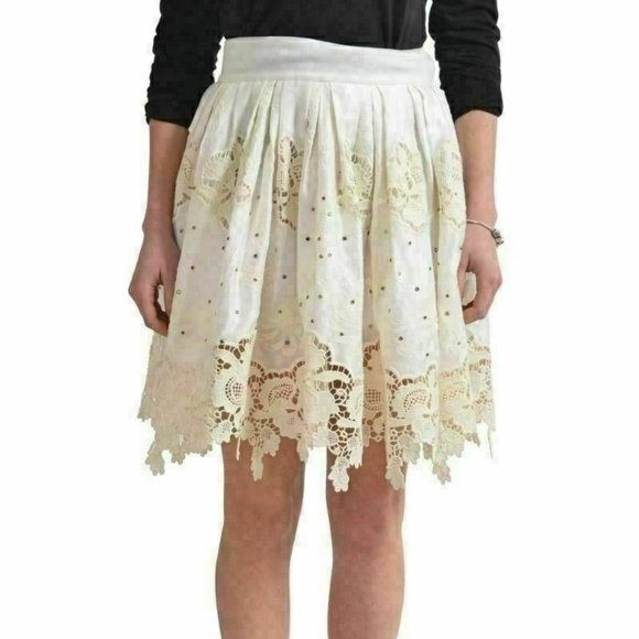 Just Cavalli Women's Cream Beads Decorated Skirt